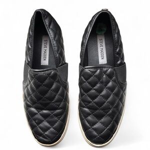 Steve Madden Black Quilted Womens Slip On Shoes size 8